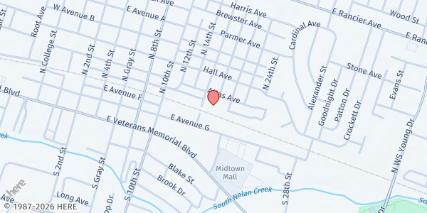 Map showing Food Care Center at 210 N. 16th St., Killeen, TX