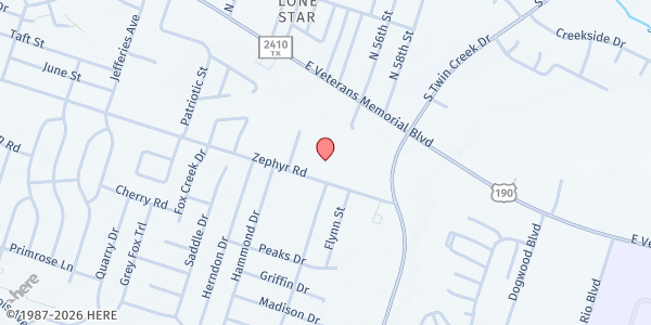 Map showing House of Mercy at 4103 Zephyr Rd, Killeen, TX