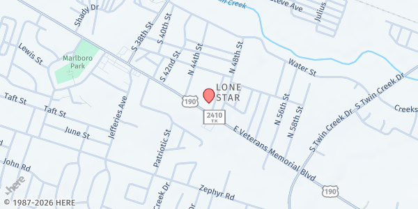 Map showing Killeen Empowerment Center at 3629 E. Veterans Memorial Blvd., Killeen, TX