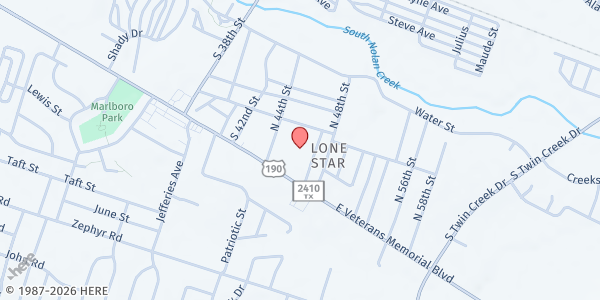 Map showing Killeen Empowerment Center at 3629 E. Veterans Memorial Blvd., Killeen, TX
