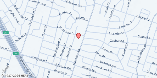 Map showing Southside Church of Christ Food Pantry at 1505 Trimmier Rd, Killeen, TX
