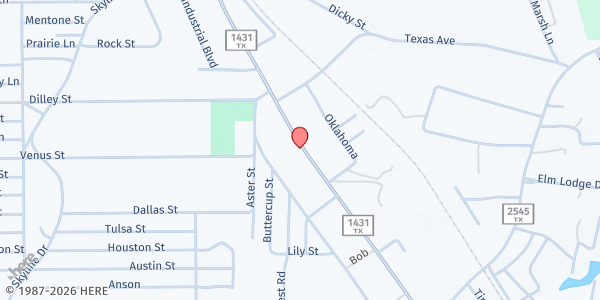 Map showing Sharing the Harvest at 3435 Hwy 1431 West, Kingsland, TX