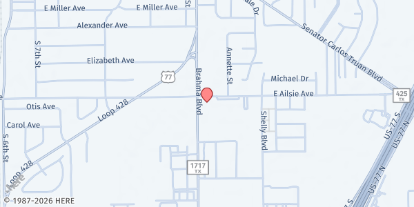 Map showing BT Church at 1900 Brahma Blvd., Kingsville, TX