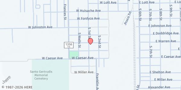 Map showing St. Paul A.M.E.-Aunt Glady's Food Pantry at 531 W. Warren Ave., Kingsville, TX
