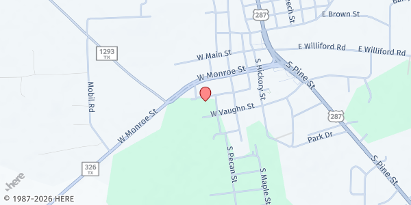 Map showing Christian Loving Care Center at 325 Crocker St., Kountze, TX