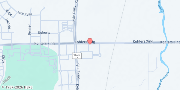 Map showing ACC - Hays Mobile Pantry at 1200 Kohlers Crossing, Kyle, TX