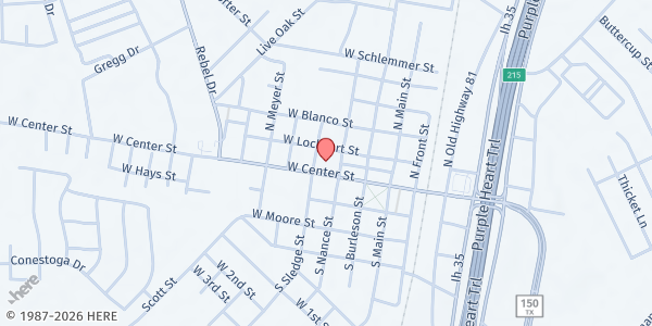 Map showing First Baptist Church Kyle at 400 W. Center St., Kyle, TX