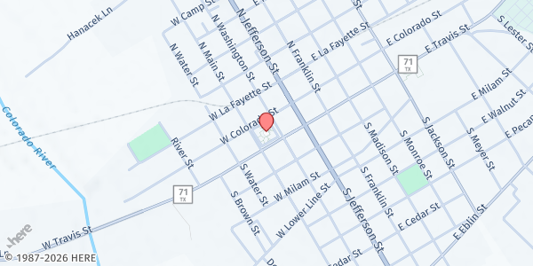 Map showing Feed the Need - La Grange at 151 N. Washington St., La Grange, TX