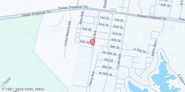 Map showing Templo Siloe de la Joya at 287 W. 5th St., La Joya, TX