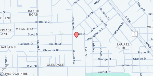Map showing First United Methodist Church of La Marque at 1825 Howell Ave., La Marque, TX