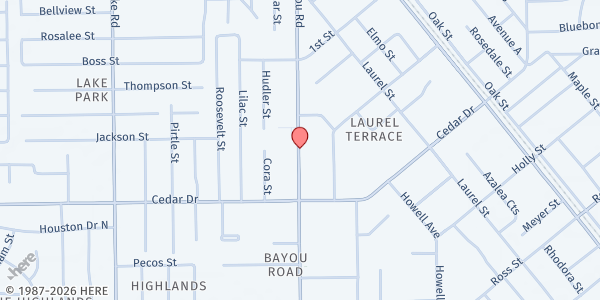 Map showing La Marque Public Library at 1011 Bayou Rd., La Marque, TX