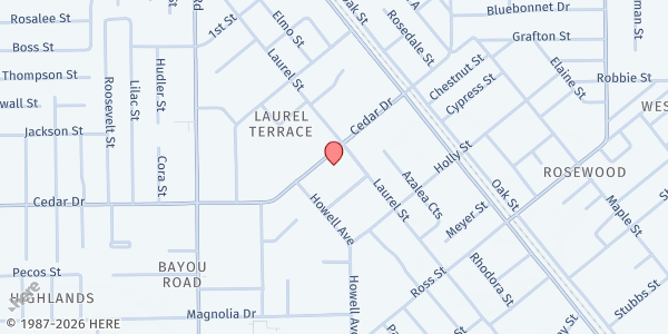 Map showing Unity Church at 1221 Cedar Dr., La Marque, TX