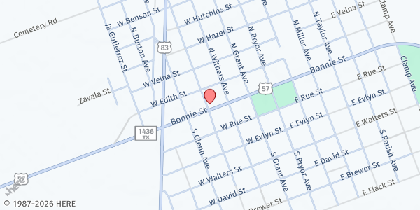 Map showing Zavala County- La Pryor at 121 HWY 57, La Pryor, TX