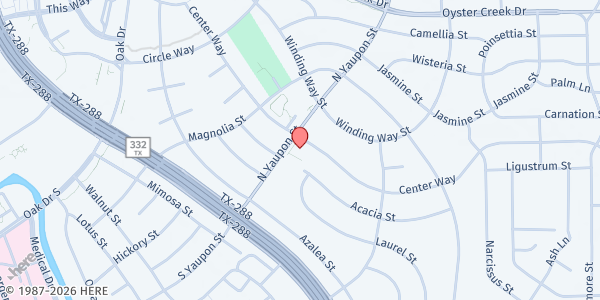 Map showing Lake Jackson Church of Christ at 402 Center Way, Lake Jackson, TX