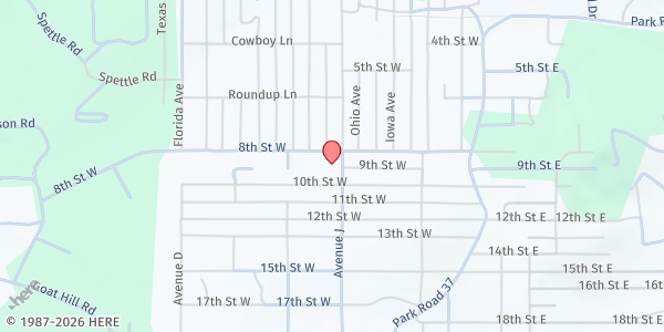 Map showing Lakehills United Methodist Church at 150 Ave J, Lakehills, TX