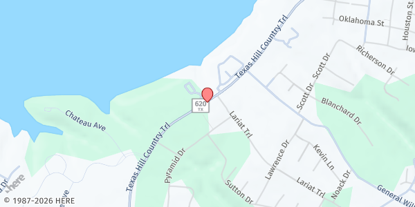 Map showing Lake Travis Crisis Ministries at 1304 RR 620 North, Lakeway, TX