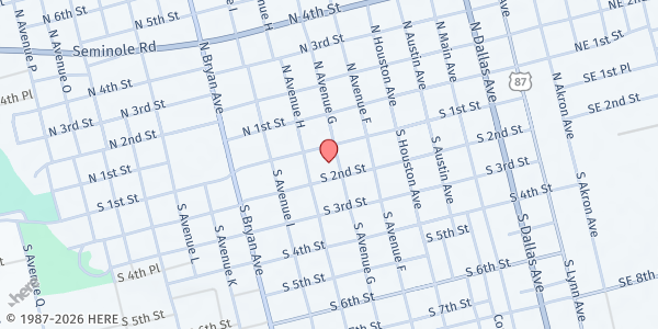 Map showing Feed One Food Bank - First Baptist Church at 801 1st St., Lamesa, TX