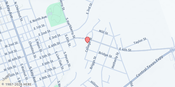 Map showing Lampasas Mission at 910 E 4th St., Lampasas, TX