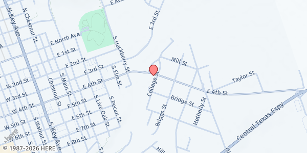 Map showing Lampasas Mission at 910 Fourth St., Lampasas, TX