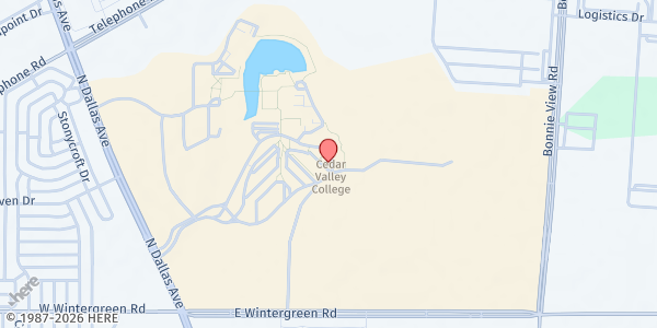 Map showing Dallas College Cedar Valley Campus at 3030 N. Dallas Ave., Lancaster, TX