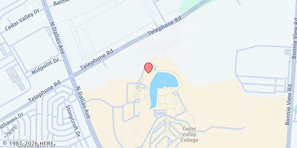 Map showing Dallas College Cedar Valley Campus Pantry at 3030 N. Dallas Ave., Lancaster, TX