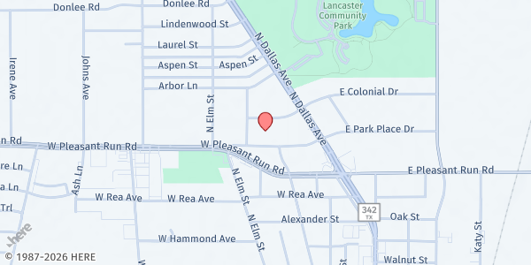 Map showing Light House Resources & Development Center at 323 W. Park Place Dr., Lancaster, TX