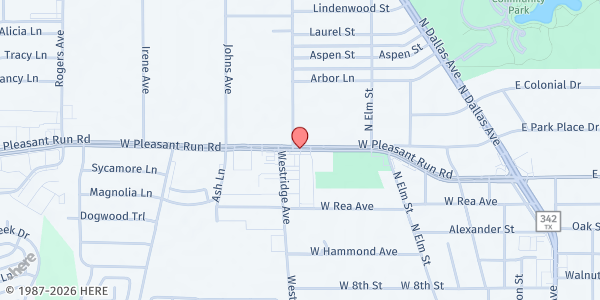 Map showing Mighty Ministries at 630 W Pleasant Run Rd, Lancaster, TX