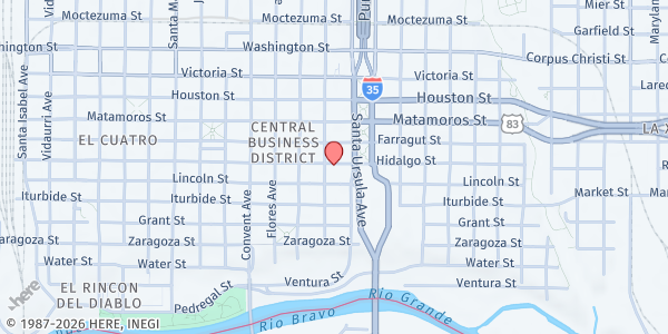 Map showing Bethany House at 817 Hidalgo, Laredo, TX