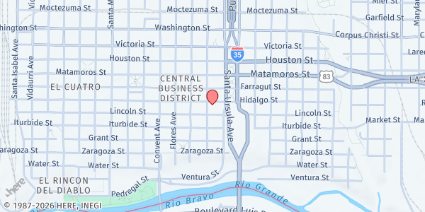 Map showing Bethany House of Laredo at 817 Hidalgo St., Laredo, TX