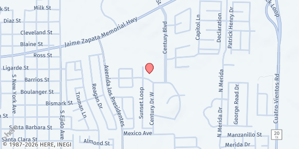 Map showing Centro Agape at 102 Century Dr. N., Laredo, TX