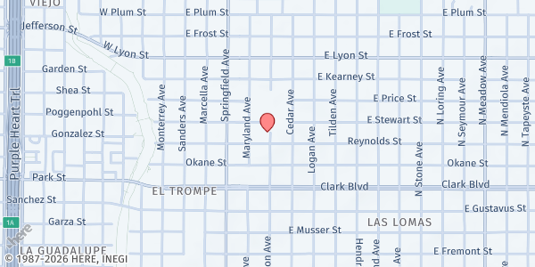 Map showing Fernando A. Salinas Community Center at 520 Reynolds St, Laredo, TX