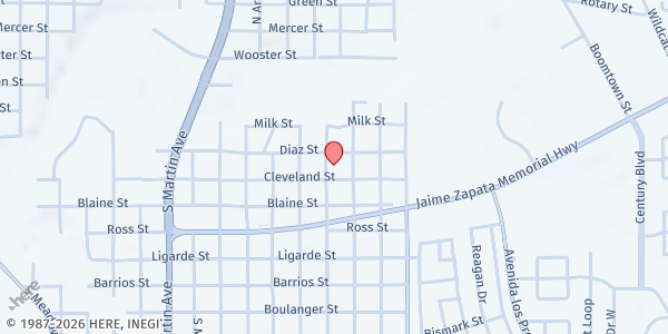 Map showing Iglesia Cristo Rey at 3002 Cleveland Street, Laredo, TX