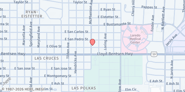 Map showing Laredo Spanish North SDA Church at 3919 McPherson Ave, Laredo, TX