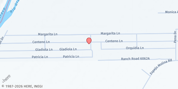 Map showing Rio Bravo City Hall at 1701 Centeno Ln, Laredo, TX