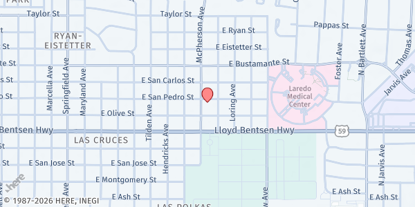 Map showing Seventh Day Adventist North at 3919 McPherson Road, Laredo, TX