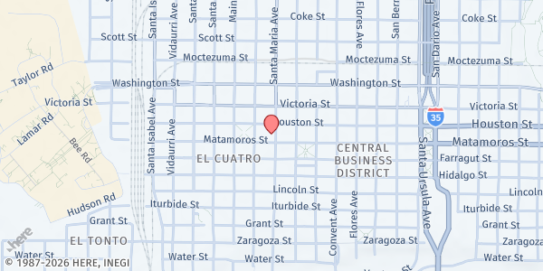 Map showing St. Peter the Apostle Church at 1510 Matamoros St, Laredo, TX