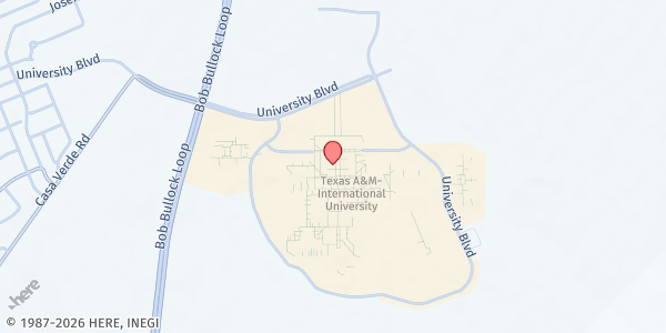 Map showing Texas A&M International University Student Center at 5201 University Blvd., Laredo, TX