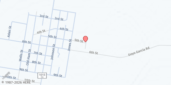 Map showing Templo Sinai at 6434 E. 5th St., Lasara, TX