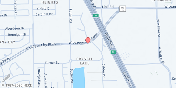 Map showing League City UMC at 1601 W. League City Pkwy., League City, TX