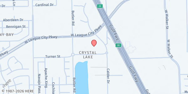 Map showing League City United Methodist Church at 1601 W. League City Parkway, League City, TX