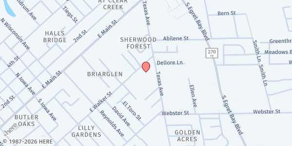 Map showing St. Mary of the Expectation Catholic Church at 1612 E. Walker St., League City, TX