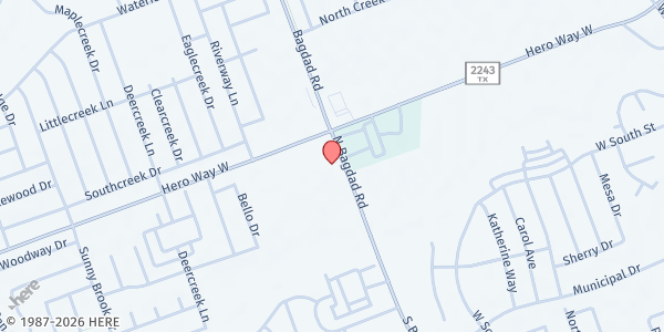 Map showing Bagdad Senior Center at 351 N. Bagdad Rd., Leander, TX