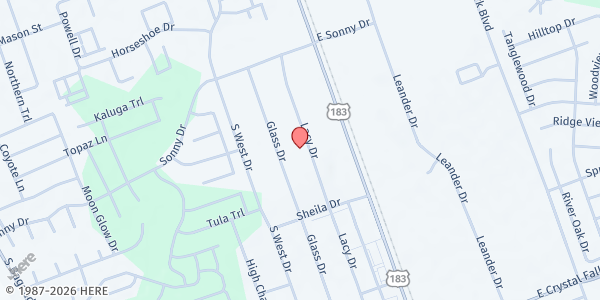 Map showing Hill Country Community Ministries at 1005 Lacy Drive, Leander, TX