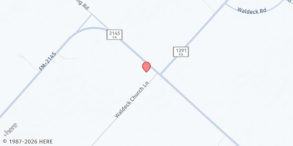 Map showing Mobile Pantry at Waldeck Lutheran Church at 6915 Waldeck Church Ln., Ledbetter, TX