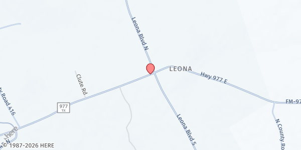 Map showing Wilson Chapel at 14848 FM 1119, Leona, TX