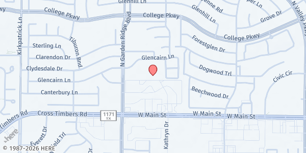 Map showing Heart of the City West Main at 1569 W. Main St., Lewisville, TX