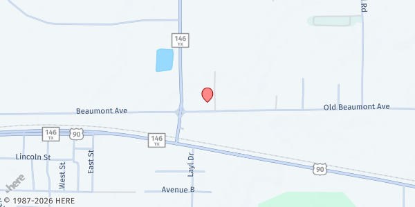 Map showing Spirit of Sharing at 2521 Beaumont Ave., Liberty, TX