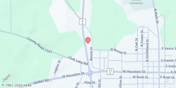 Map showing Linden Church of Christ at 312 TX-8, Linden, TX