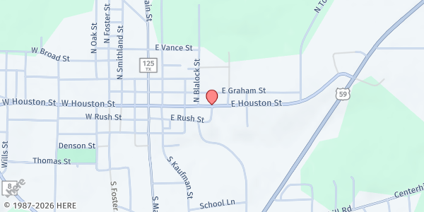 Map showing Linden Methodist Church at 400 East Rush St, Linden, TX