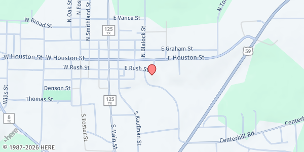 Map showing Linden United Methodist Church at 400 E. Rush St., Linden, TX